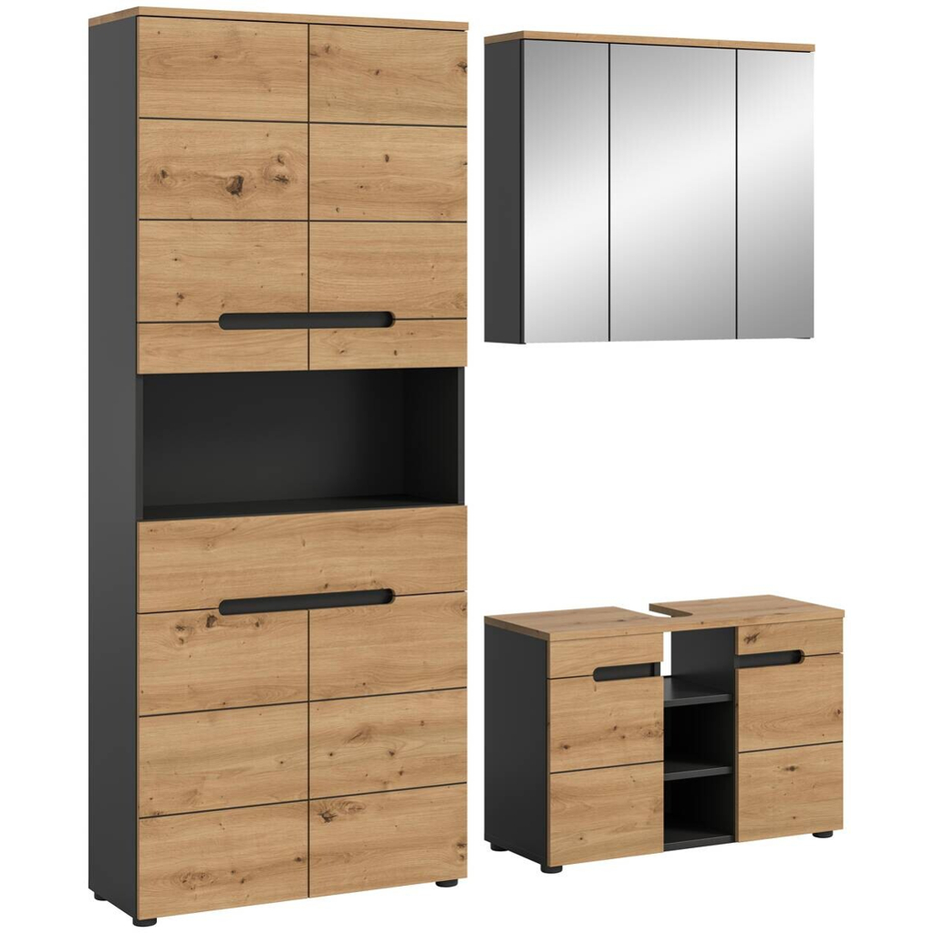 Badezimmer-Set Canu Basalt Eiche Artisan Nachbildung B/H/T: ca. 171x193x34 cm