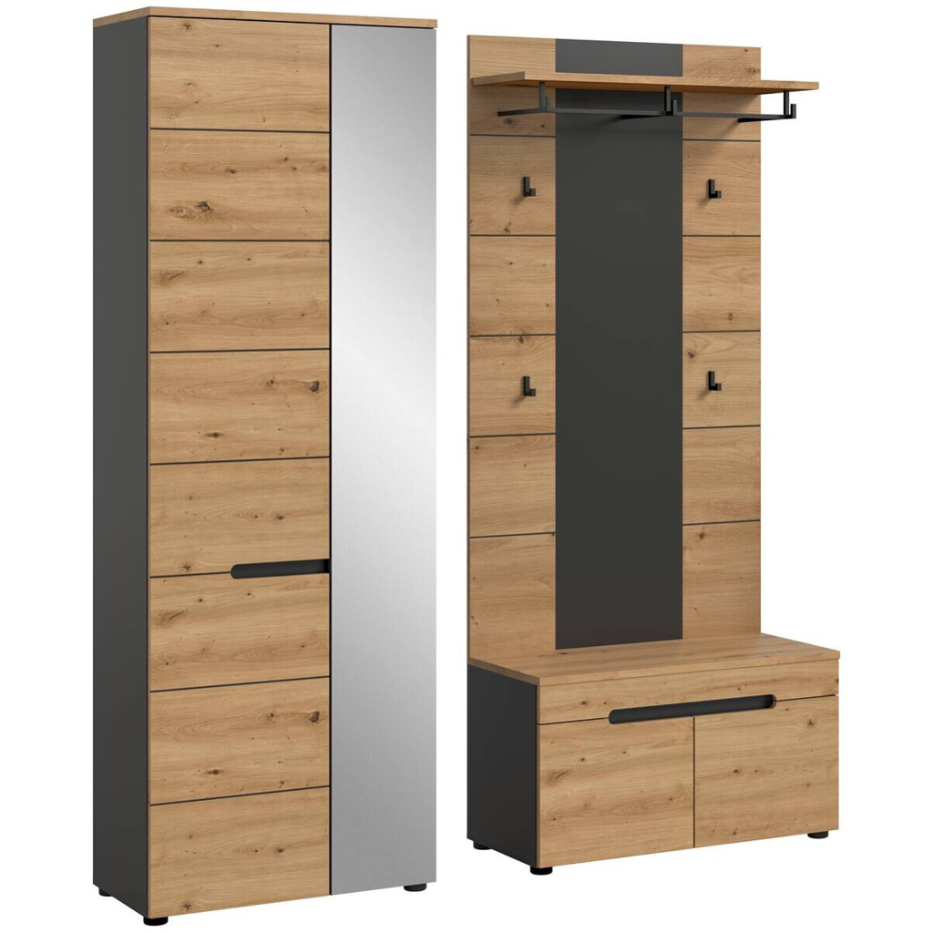 Garderobe Canu basaltgrau Nachbildung Artisan Nachbildung B/H/T: ca. 160x190x37 cm
