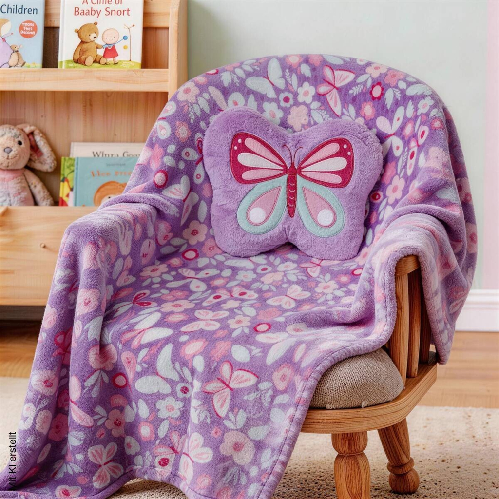 Set bestehend aus Kissen und Kuscheldecke lila Polyester B/L: ca. 100x127 cm