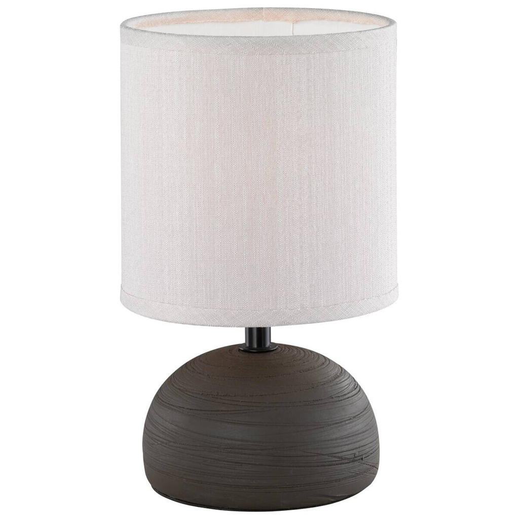 Reality Tischleuchte Luci braun Cappuccino Keramik Stoff H/D: ca. 23x14 cm E14 1 Brennstellen