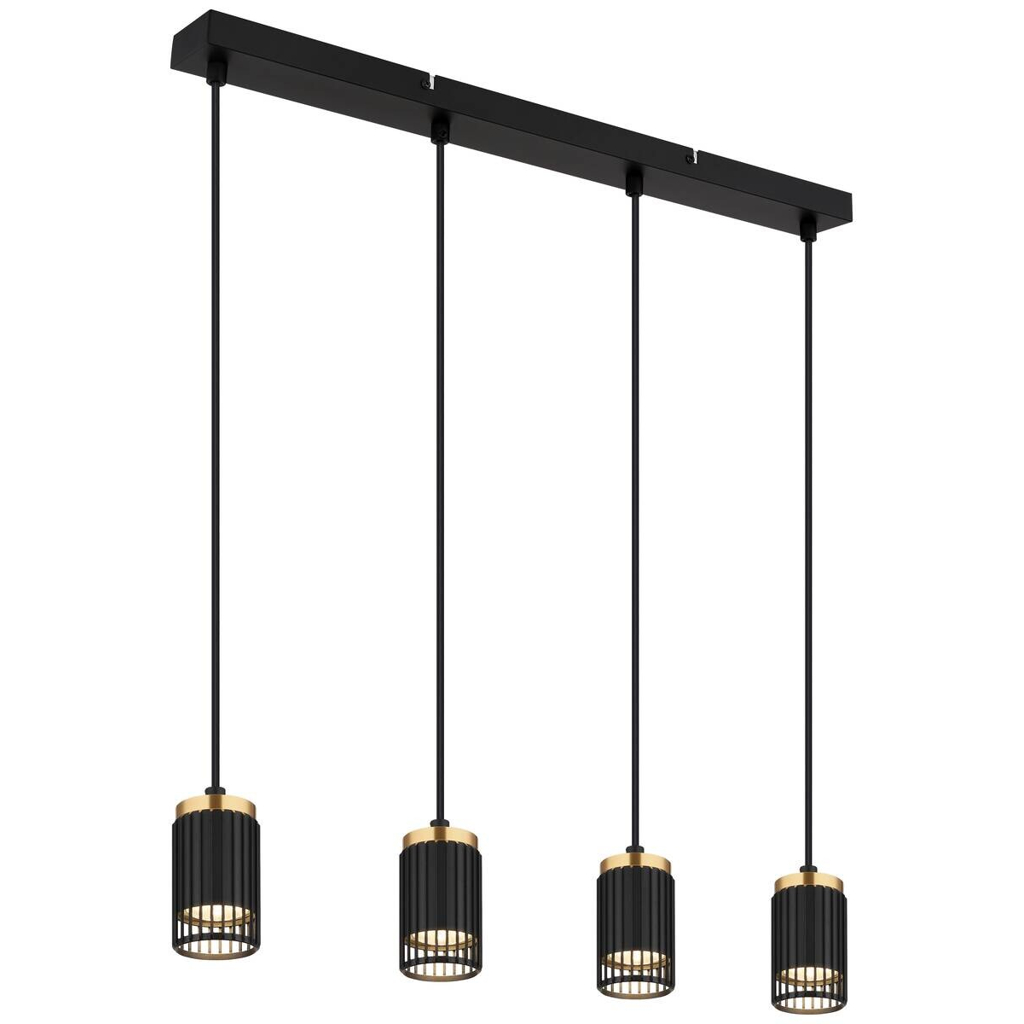 GLOBO Pendelleuchte mattschwarz Metall Aluminium B/H/T/L: ca. 6x120x60x60 cm GU10 4 Brennstellen