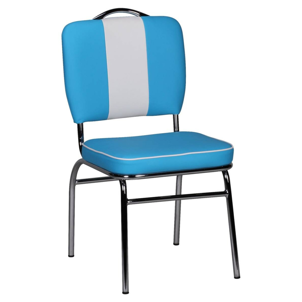 Stuhl blau weiß Kunstleder Kunstleder B/H/T: ca. 47x90x45 cm
