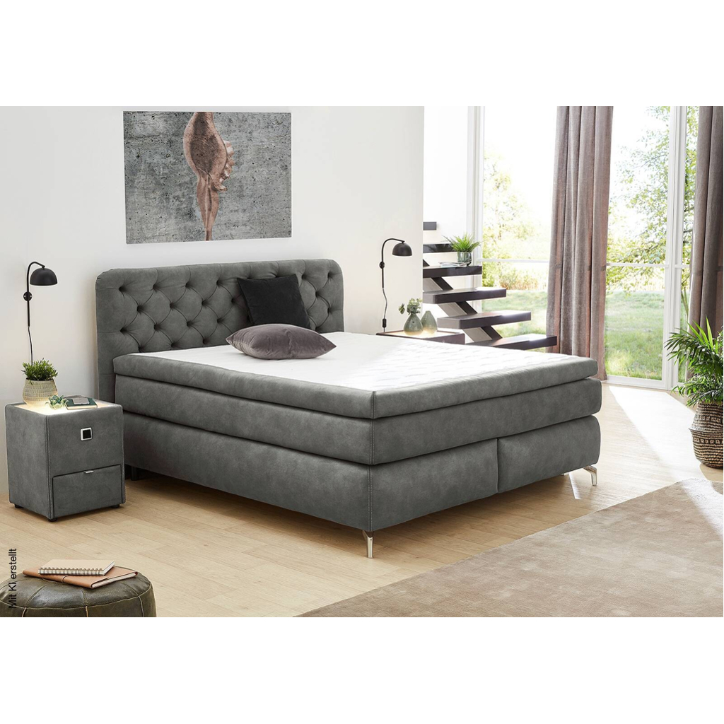 Boxspringbett grau Liegefläche B/L: ca. 180x200 cm
