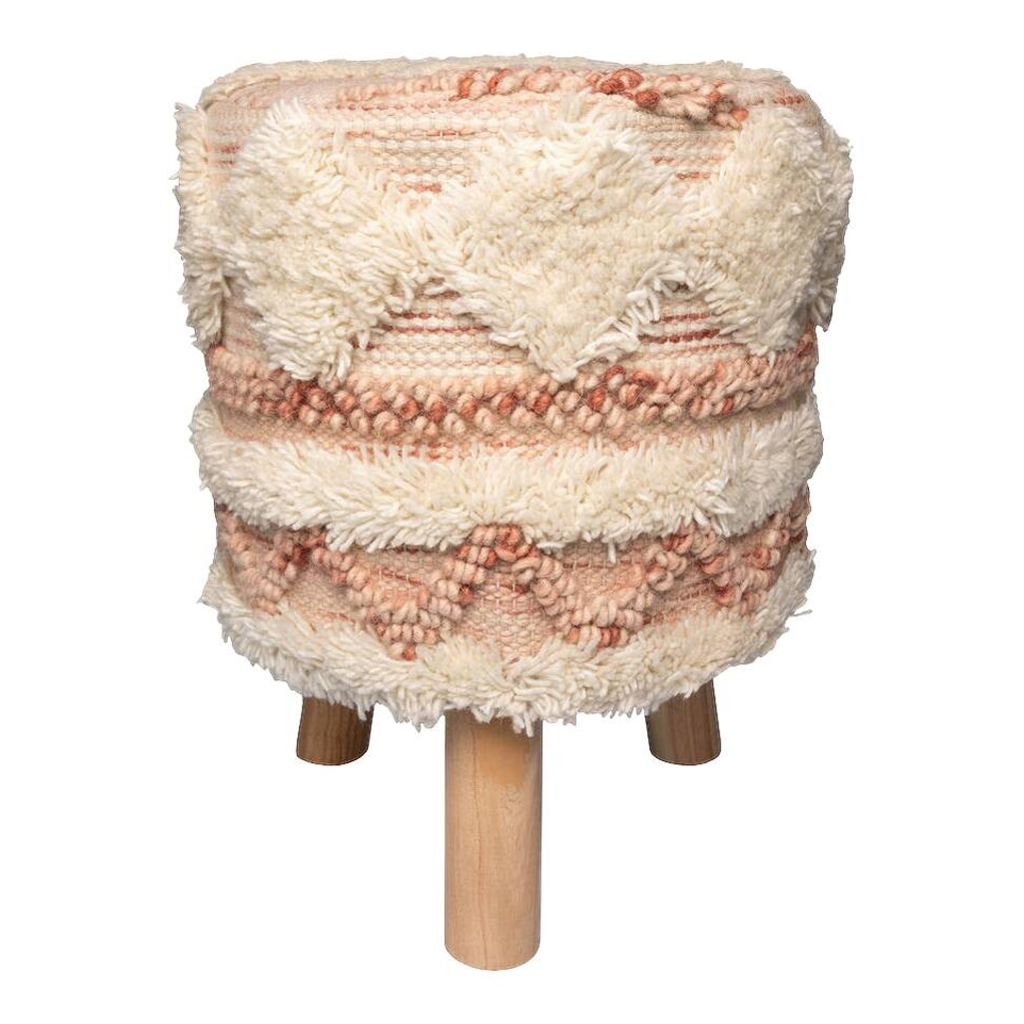 360 Living Hocker Bohist 200 rosa creme Baumwolle Baumwolle Holz H/D: ca. 50x38 cm