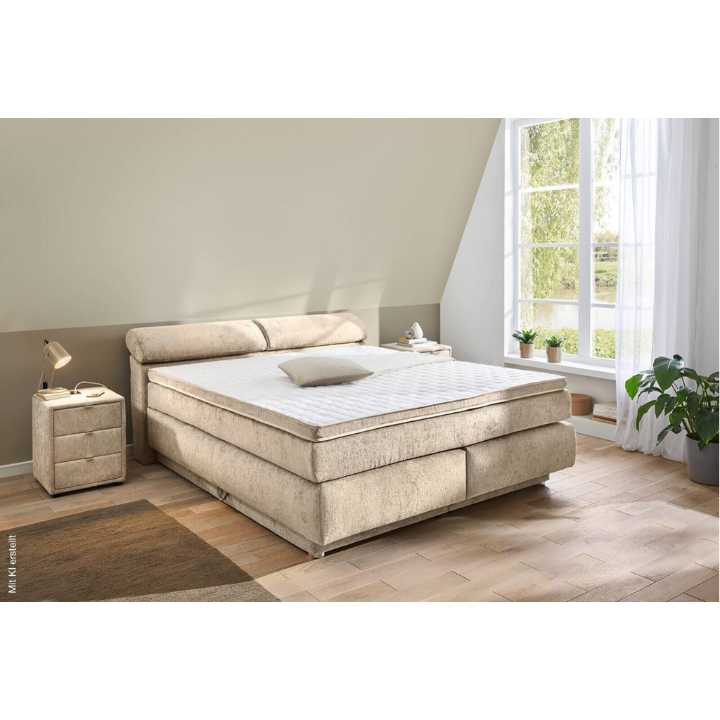 Boxspringbett beige Liegefläche B/L: ca. 180x200 cm