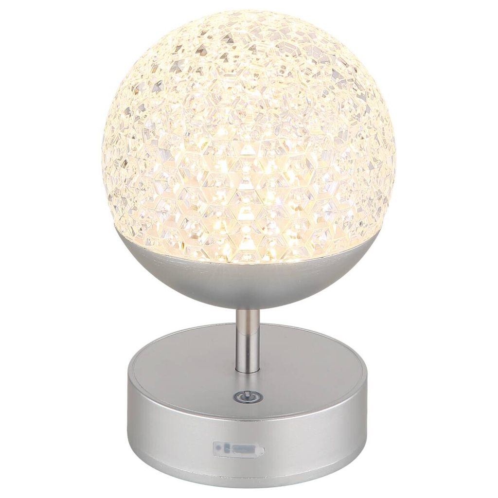 GLOBO Tischleuchte silber Kunststoff Acryl H/D: ca. 31,5x12 cm