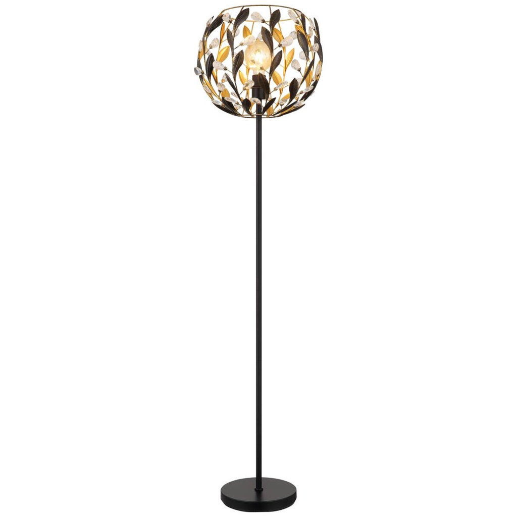 GLOBO Stehlampe MIKA 15759S schwarz gold Metall H/D: ca. 157x40 cm E27 1 Brennstellen