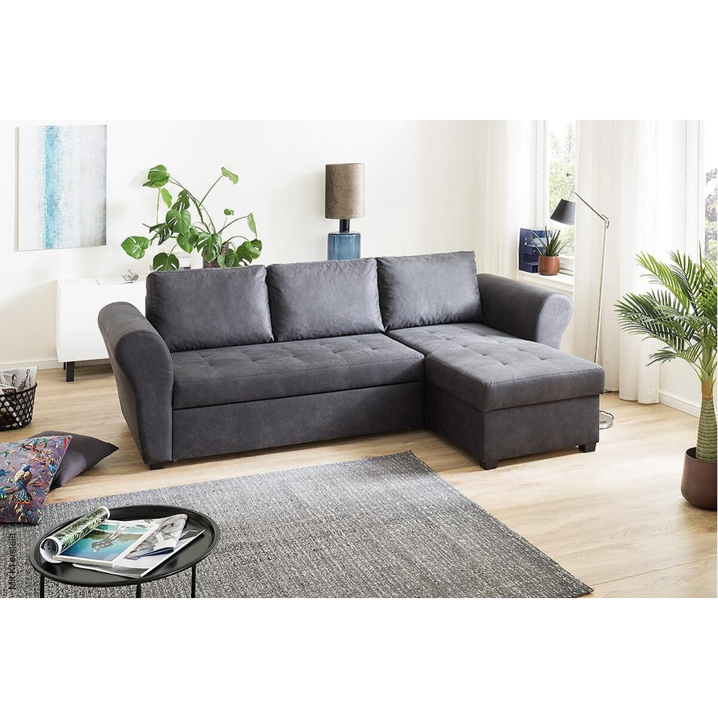 Ecksofa mit Bettfunktion und Bettkasten anthrazit B/H/T: ca. 260x89x155 cm