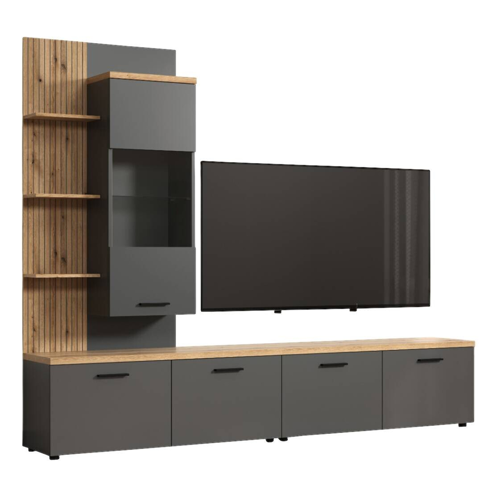 Wohnwand Baggio Eiche Evoke Coast Nachbildung anthrazit B/H/T: ca. 240x211x40 cm