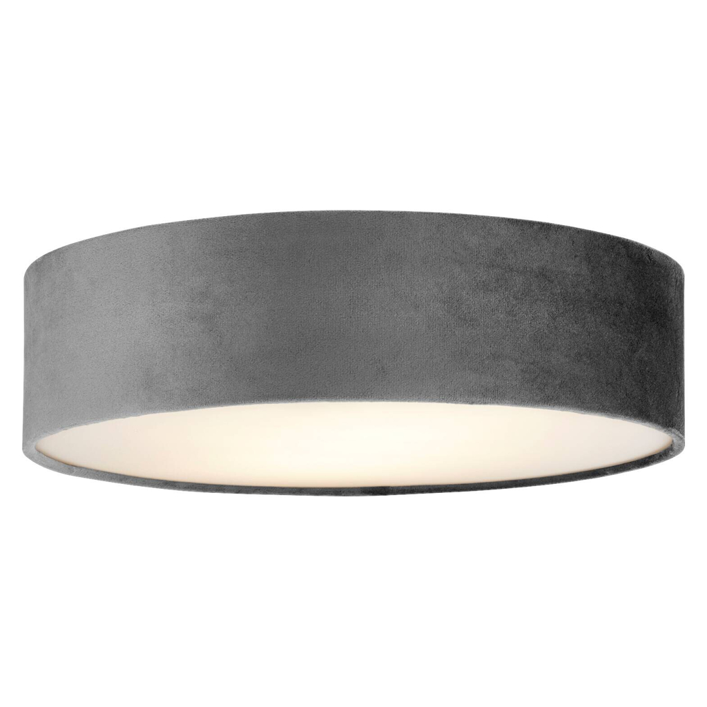Searchlight Deckenleuchte Drum grau Stahl Samt B/H/L/D: ca. 38x10x38x38 cm E27 2 Brennstellen