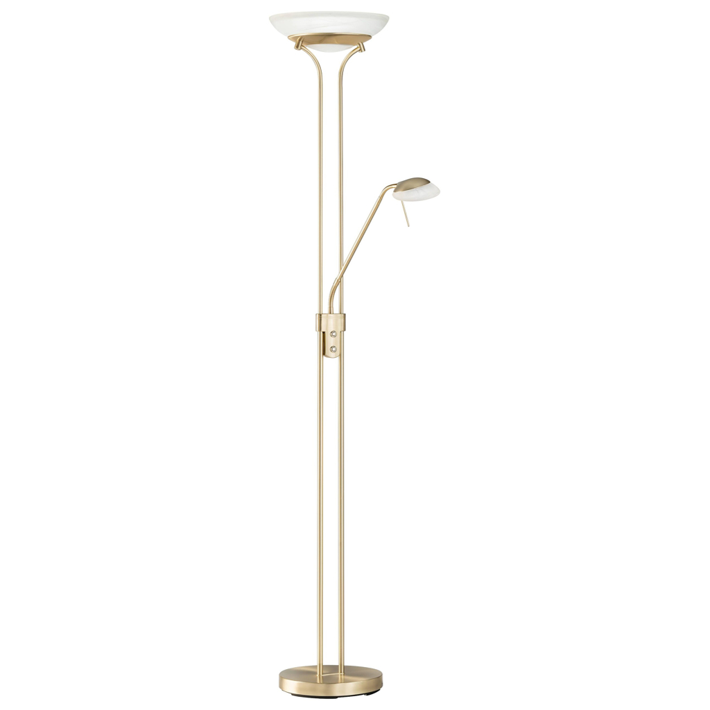 Fischer & Honsel Stehlampe 40145 messing weiß Glas Metall H/D: ca. 182x32 cm 1 Brennstellen