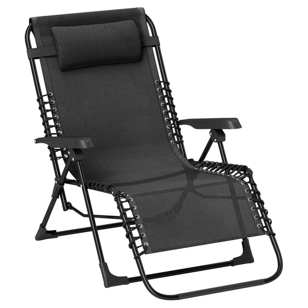 Outsunny Sonnenliege schwarz Metall B/H/L: ca. 65x112x90 cm