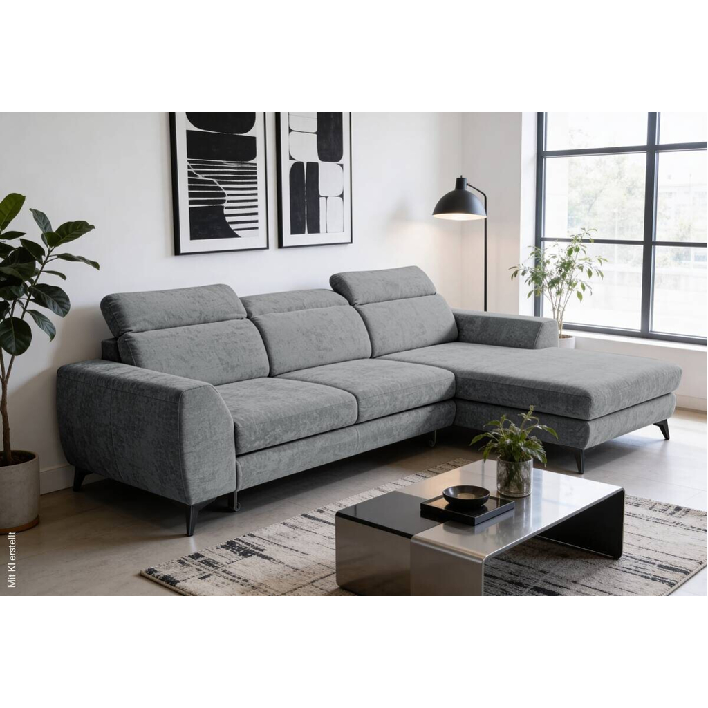 Ecksofa mit Bettfunktion und Bettkasten anthrazit Microfaser B/T: ca. 264x191 cm