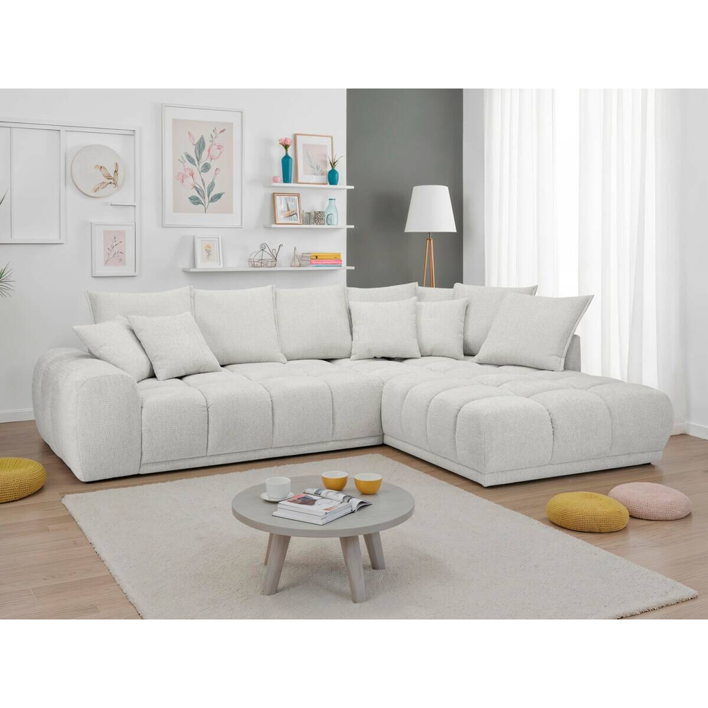 Ecksofa elfenbein Microfaser B/H/T: ca. 312x97x229 cm
