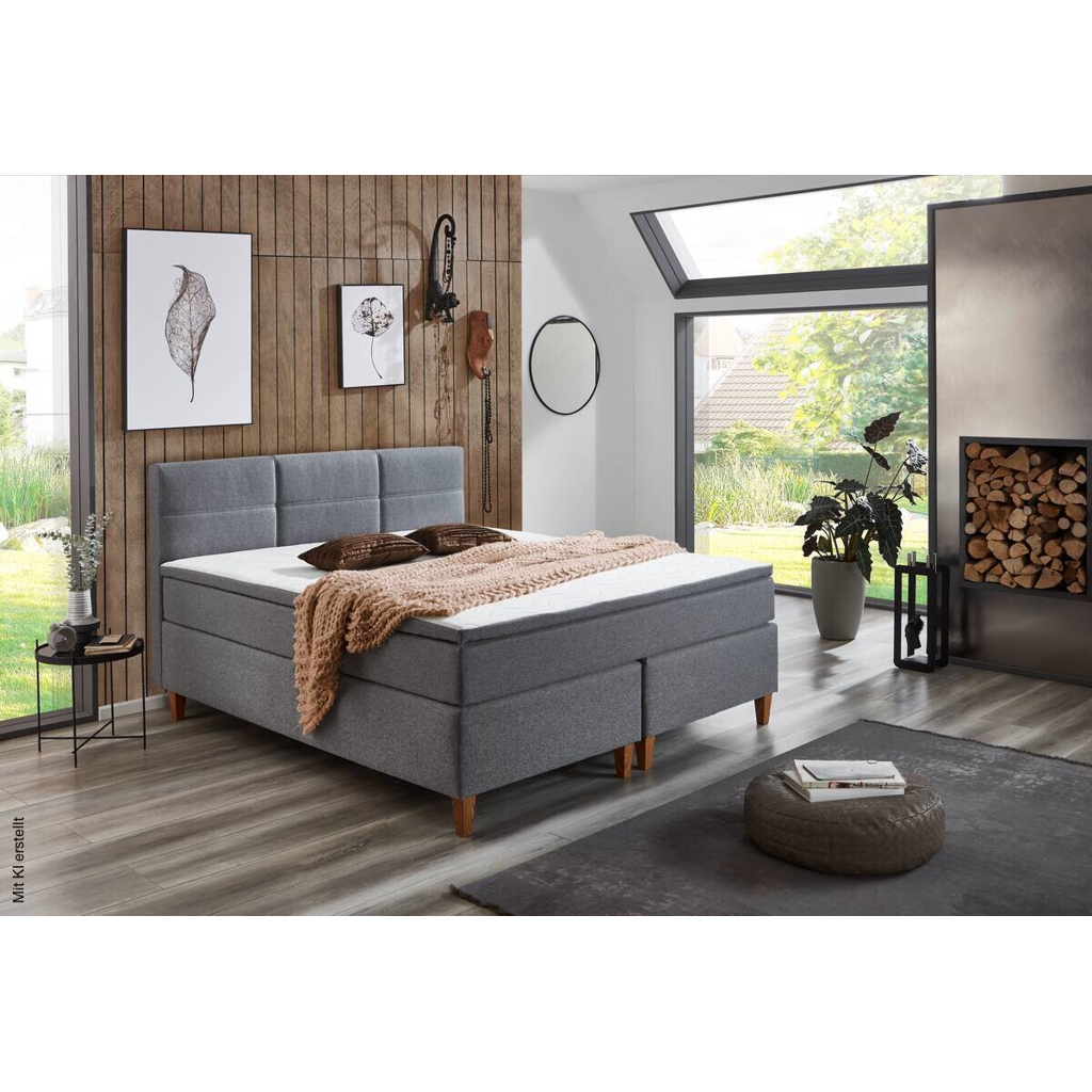Boxspringbett Kenora grau Liegefläche B/L: ca. 140x200 cm