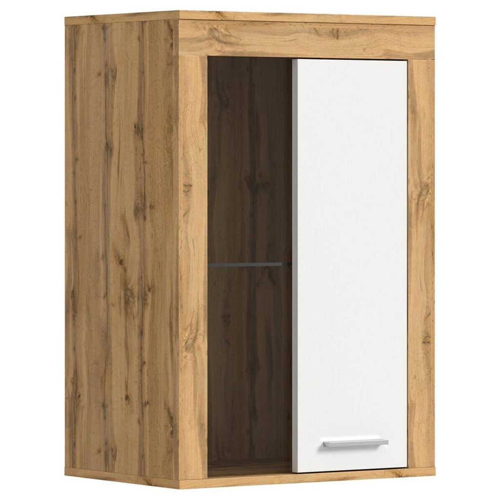 Vitrine Jam Eiche Wotan Nachbildung weiß B/H/T: ca. 60x86x35 cm