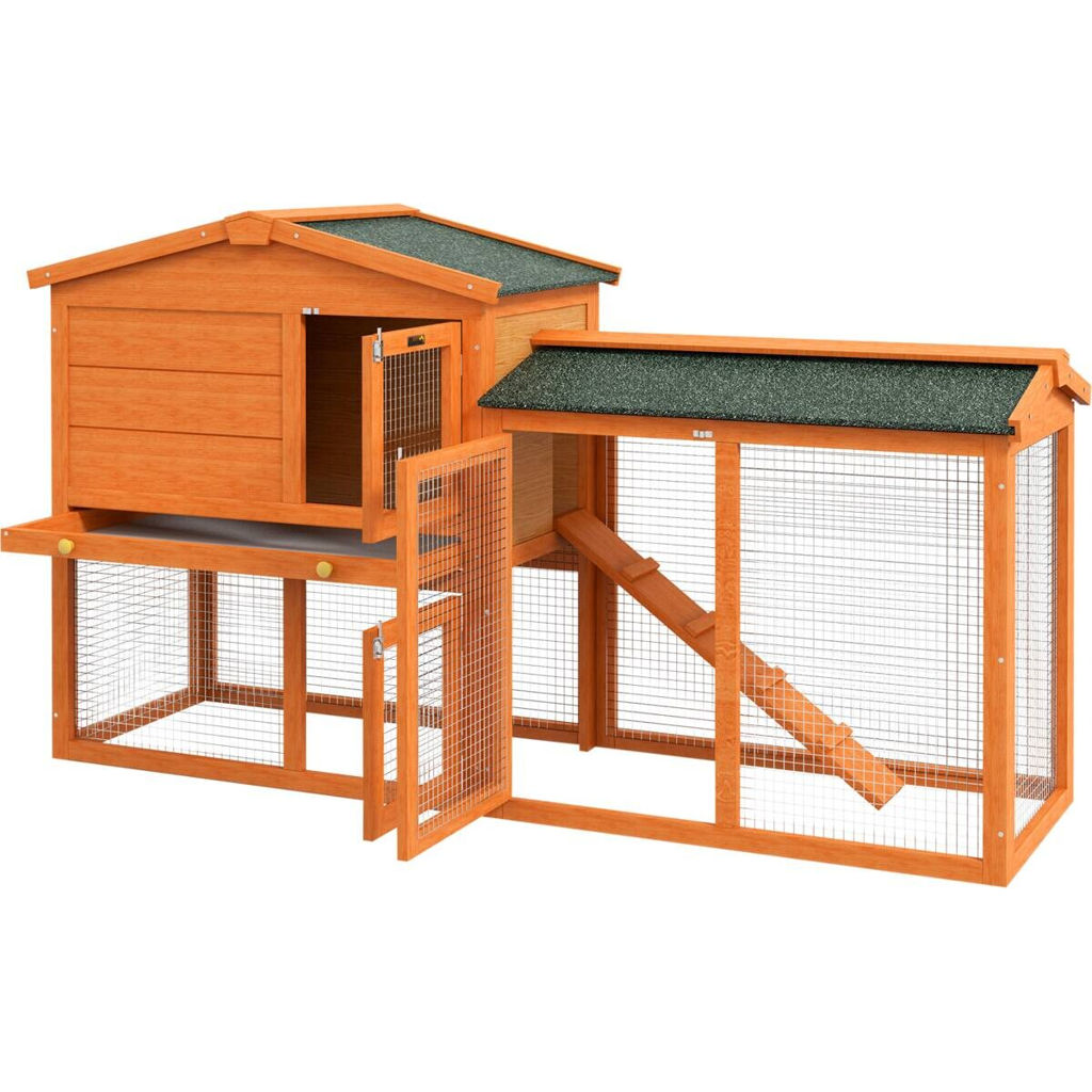 PawHut Kaninchenstall orange Holz B/H/L: ca. 45x85x150 cm