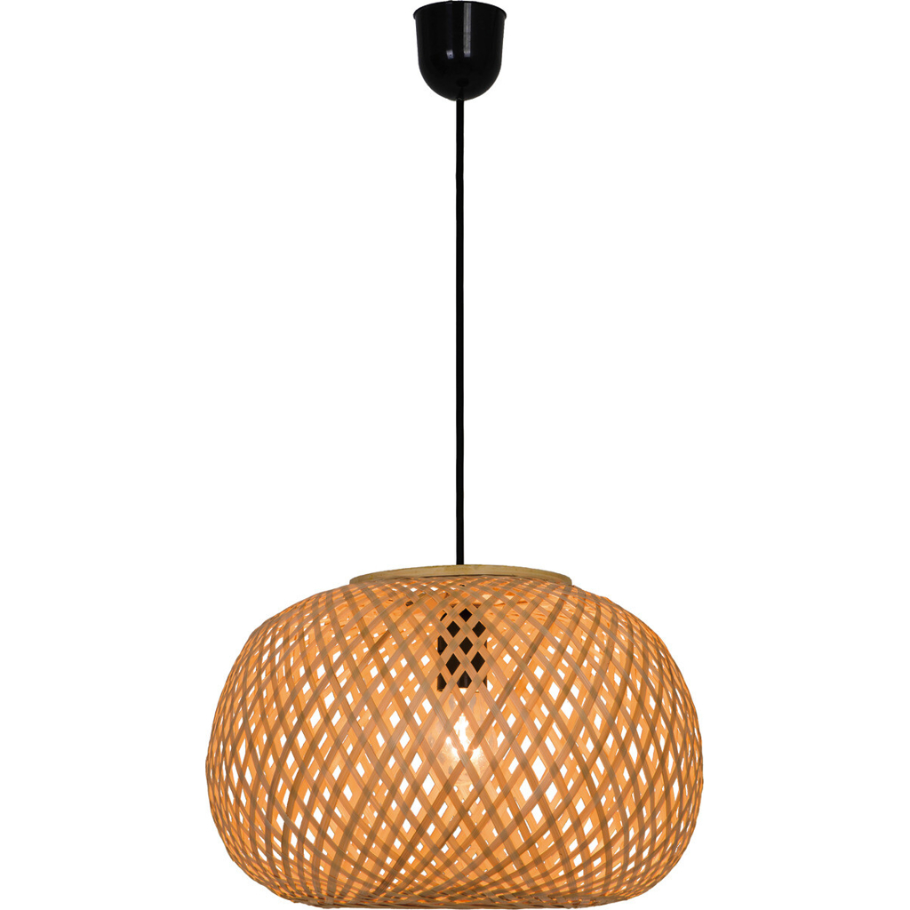 POCOline Pendelleuchte Bella natur schwarz Bambus Kunststoff L/D: ca. 130x35 cm E27 1 Brennstellen