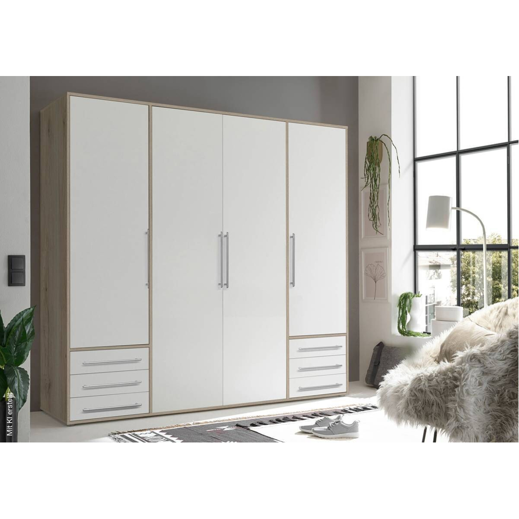 Kleiderschrank Lyss Eiche San-Remo Nachbildung weiß B/H/T: ca. 205x194x58 cm