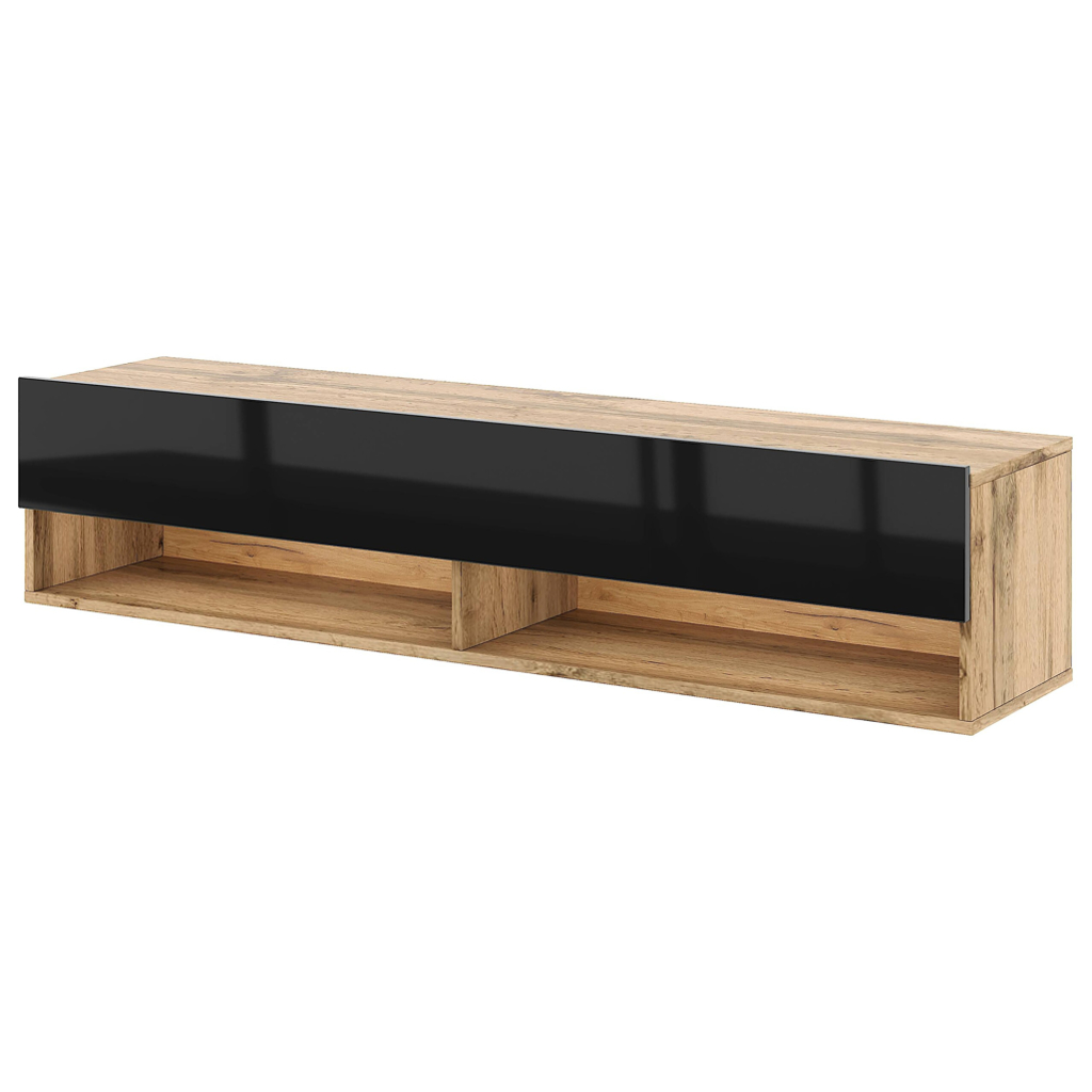 TV-Lowboard TV LOWBOARD DERBY 140 Eiche Wotan Nachbildung schwarz glänzend B/H/T: ca. 140x32,5x31,5 cm