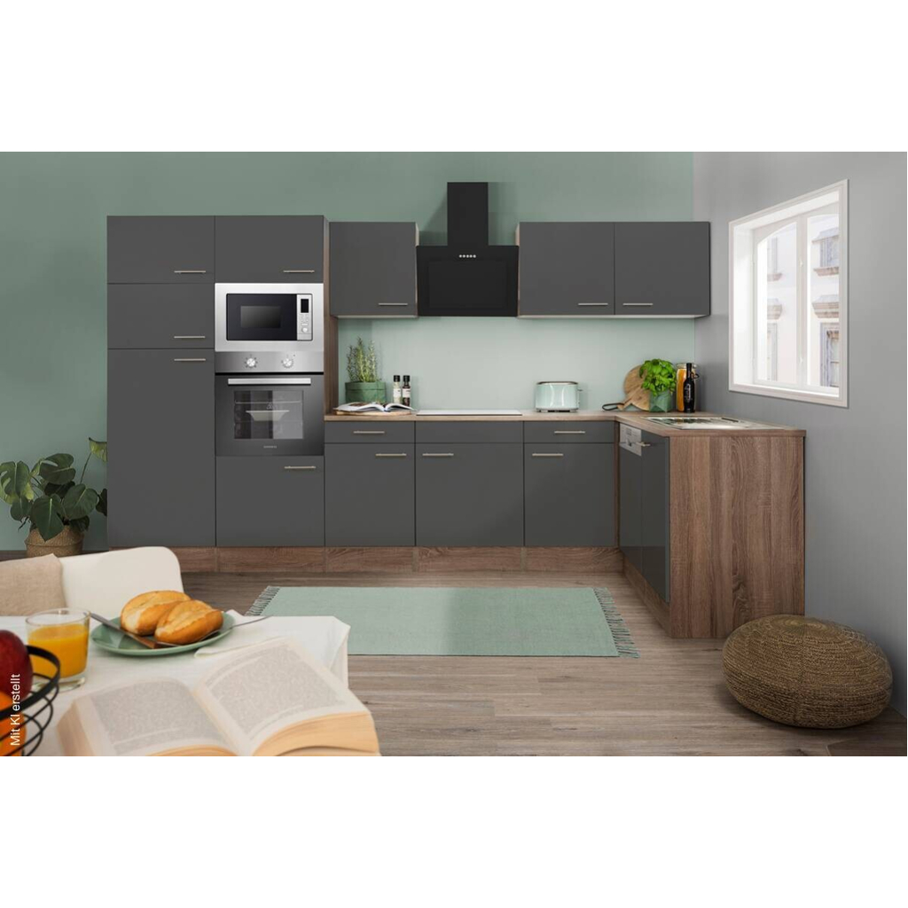 Respekta Winkelküche KBL340EYGMISGKE grau B/H/T: ca. 340x205x172 cm
