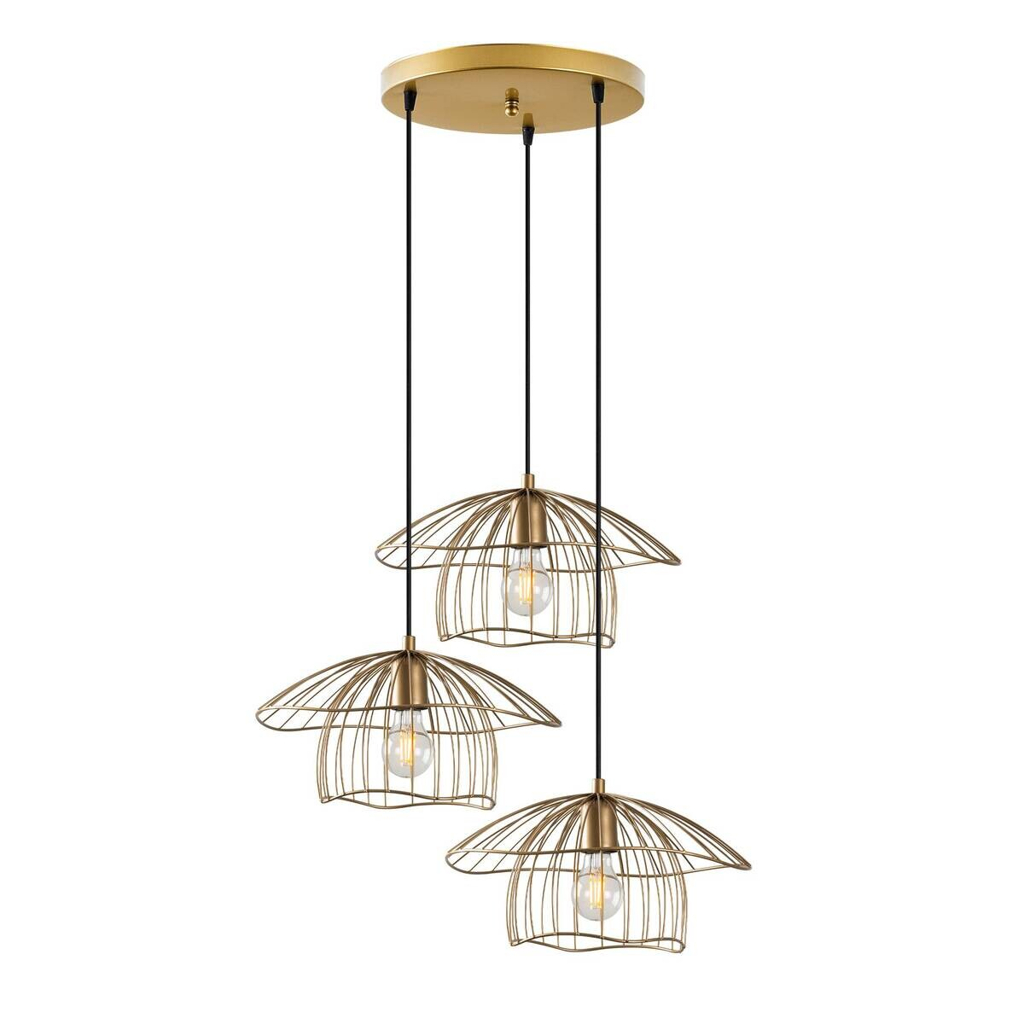Opviq Pendelleuchte Mantar gold B/H/T/L/D: ca. 68x110x68x68x68 cm E27 3 Brennstellen