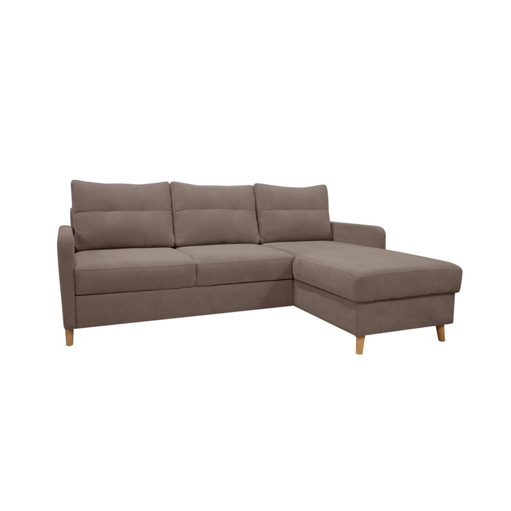 Ecksofa mit Bettfunktion und Bettkasten taupe Webstoff B/H/T: ca. 217x93x159 cm