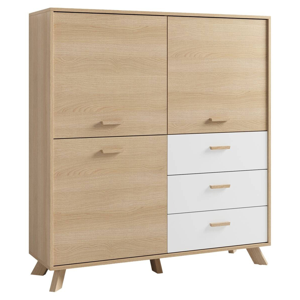 Highboard BASTIAN Eiche weiß B/H/T: ca. 120x131x36,5 cm