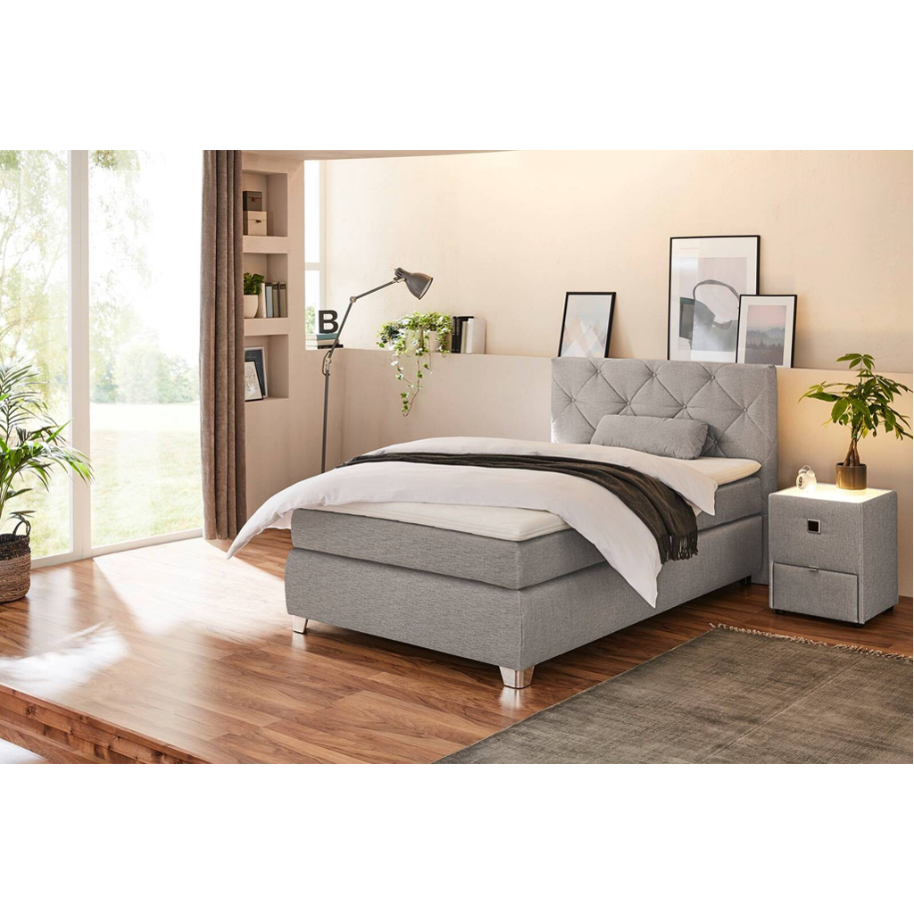 Boxspringbett  beige Flachgewebe Liegefläche B/L: ca. 120x200 cm