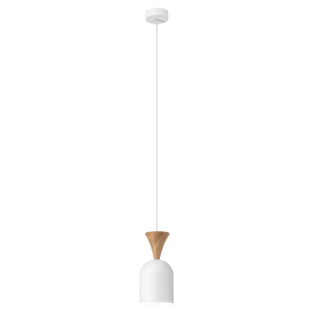 Lamkur Hängeleuchte Eiche weiß Stahl Holz B/H/L: ca. 11x102x11 cm E27 1 Brennstellen