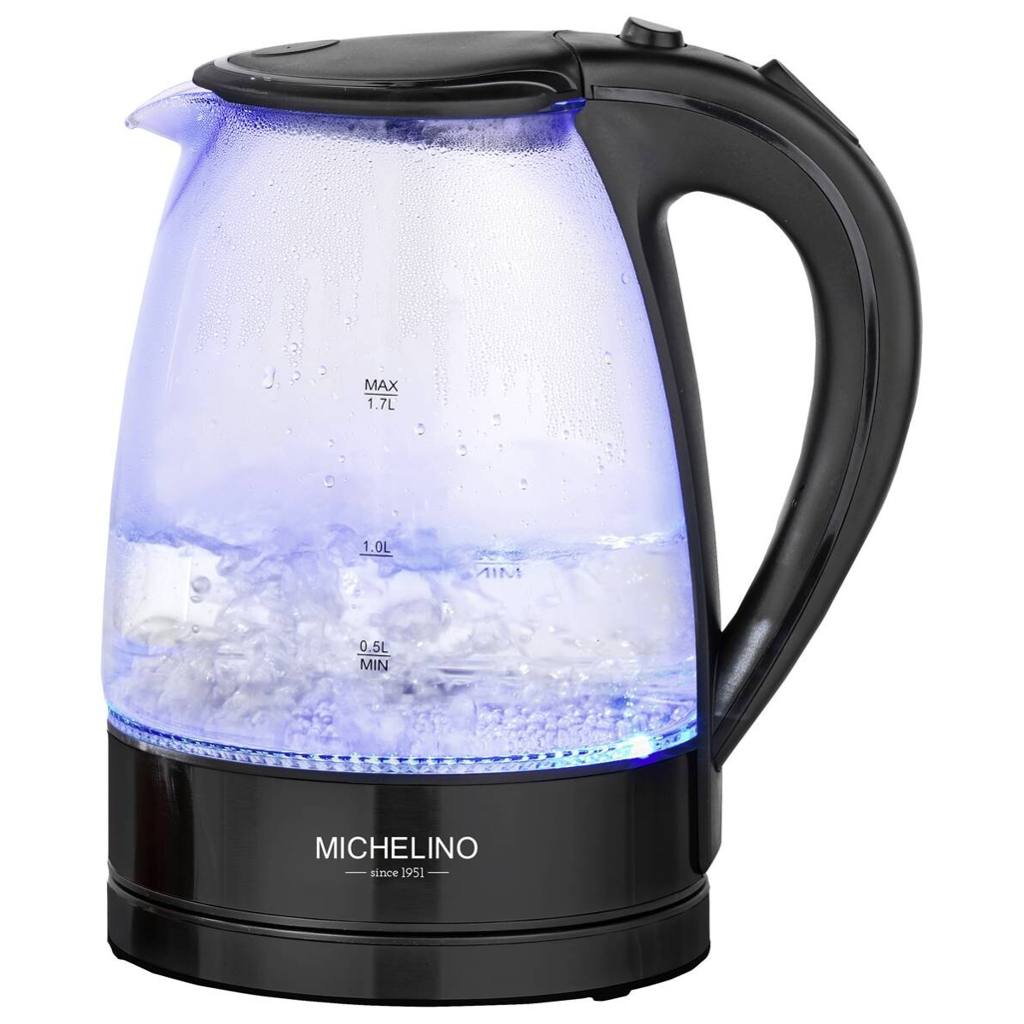 MICHELINO Wasserkocher 74279 schwarz Glas ca. 1,7 l