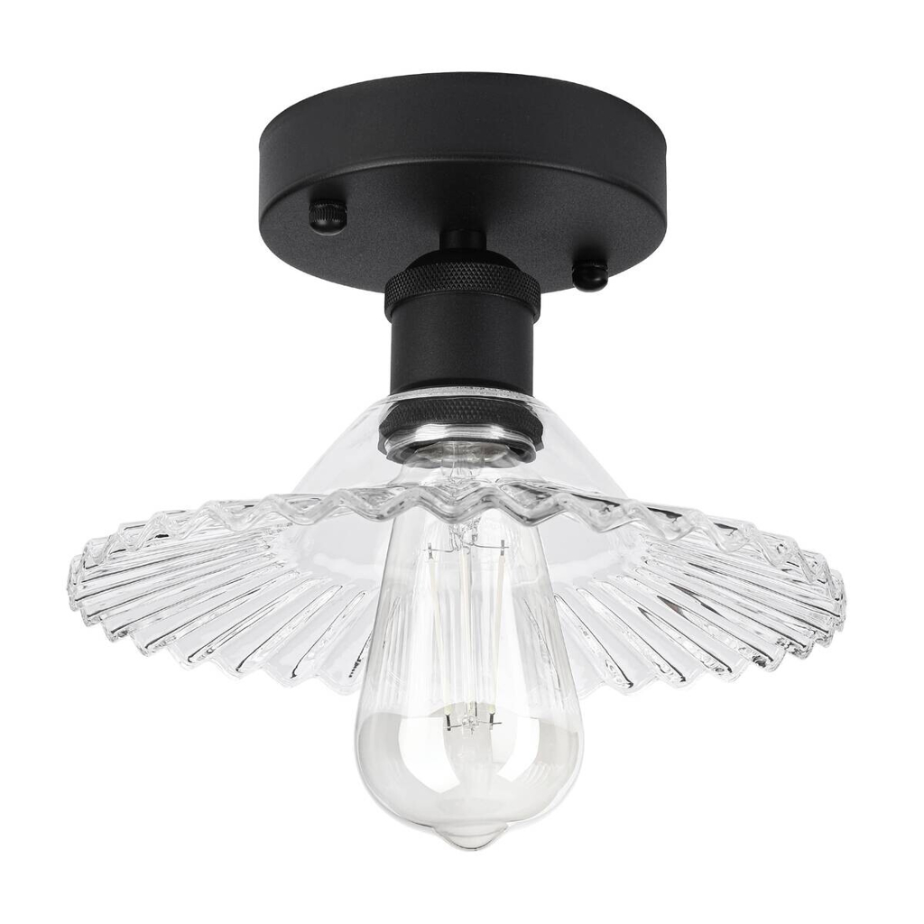 Lamkur Deckenleuchte schwarz transparent Stahl Glas B/H/L: ca. 21,5x13,5x21,5 cm E27 1 Brennstellen