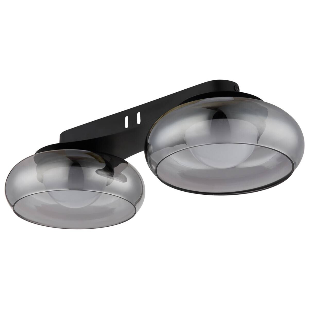 GLOBO Deckenleuchte schwarz Rauch Metall Glas B/H/L: ca. 24,5x15,5x51 cm