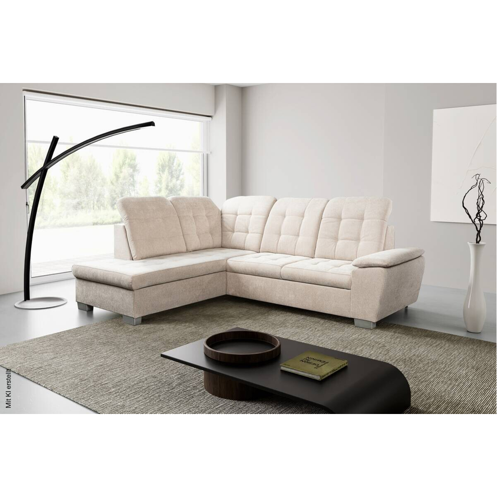 Ecksofa mit Bettfunktion und Bettkasten pearl Microfaser B/H/T: ca. 260x107x214 cm