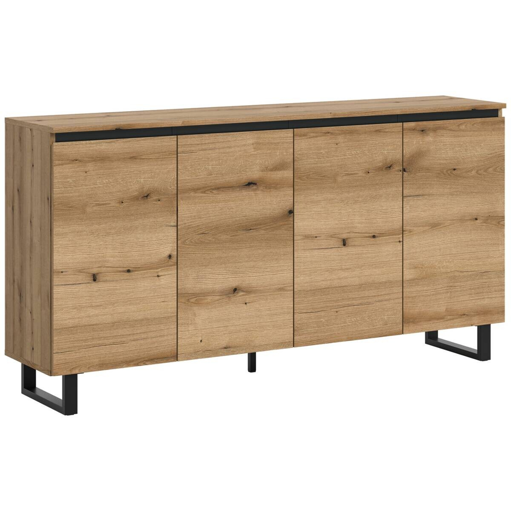 Sideboard Tomasa Evoke Oak Nachbildung schwarz B/H/T: ca. 160x84x36 cm