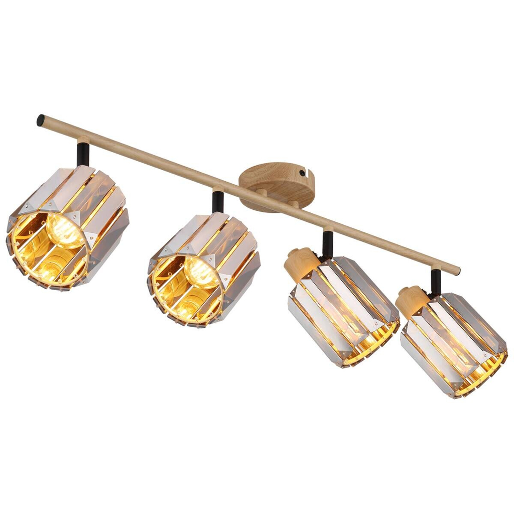 GLOBO Spot RUN 80040446 braun Rauch Metall Glas B/H/L: ca. 64x15x9 cm E14 4 Brennstellen