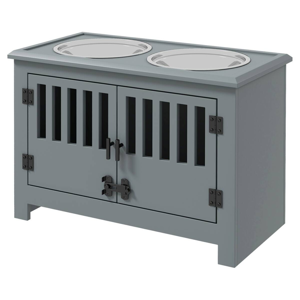 PawHut Futterstation grau Stahl B/H/L: ca. 30x43x60 cm