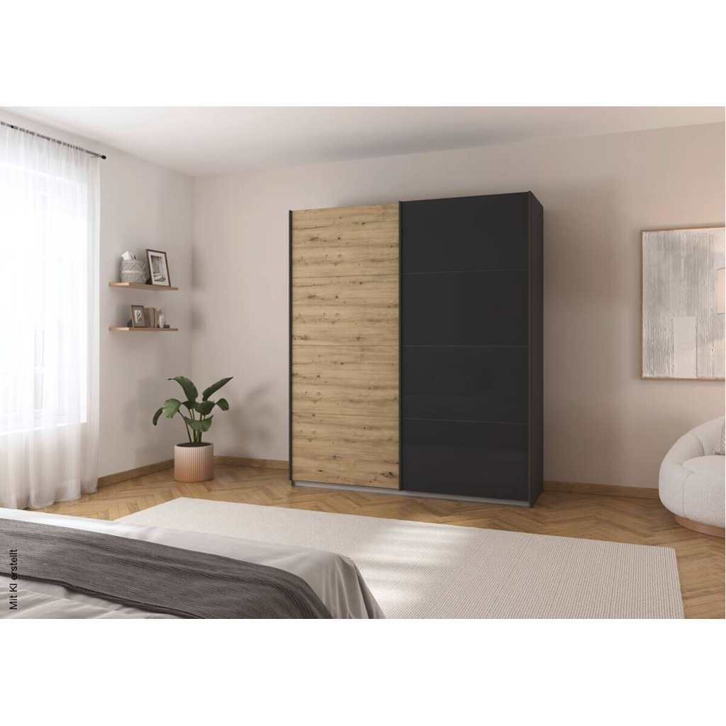 Schwebetürenschrank Quadra grau B/H/T: ca. 180x210x62 cm