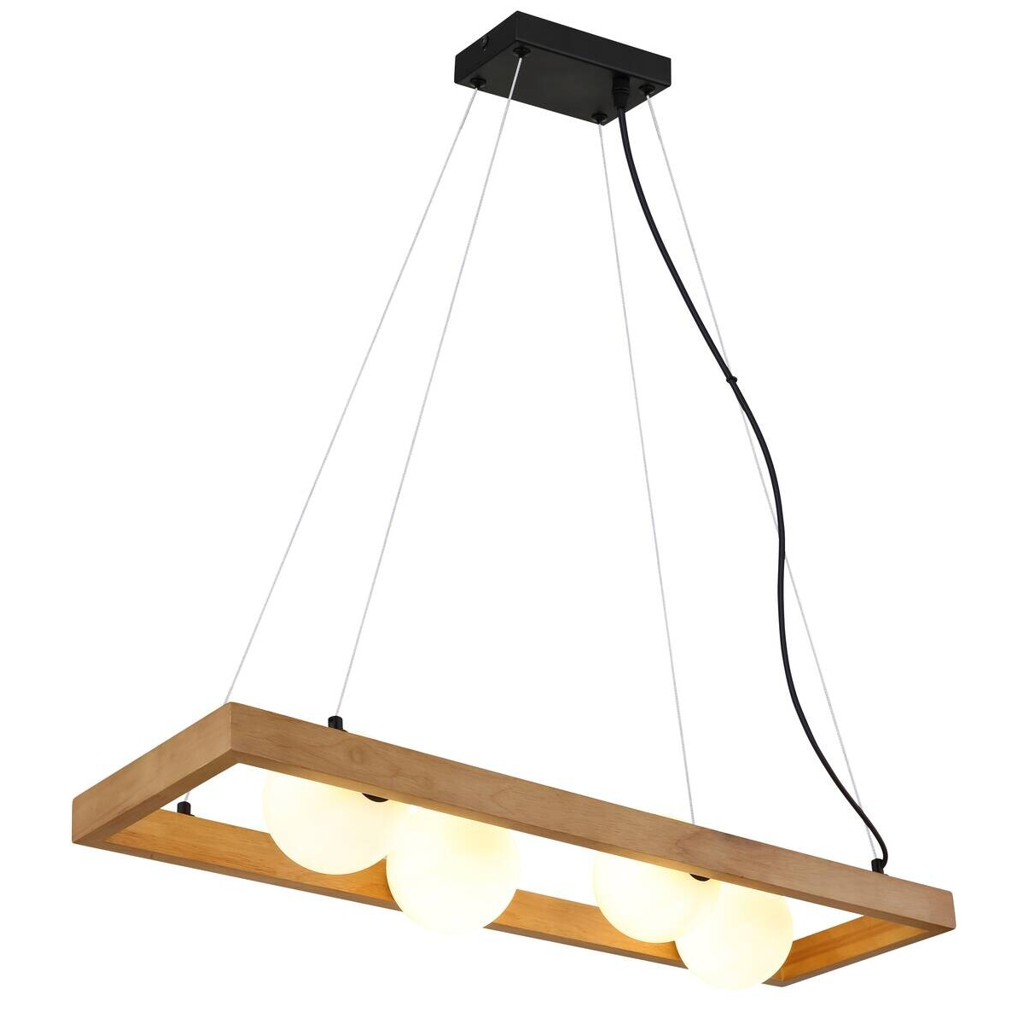 GLOBO Pendelleuchte Opal schwarz Glas Metall B/H/T: ca. 24x150x84 cm G9 4 Brennstellen