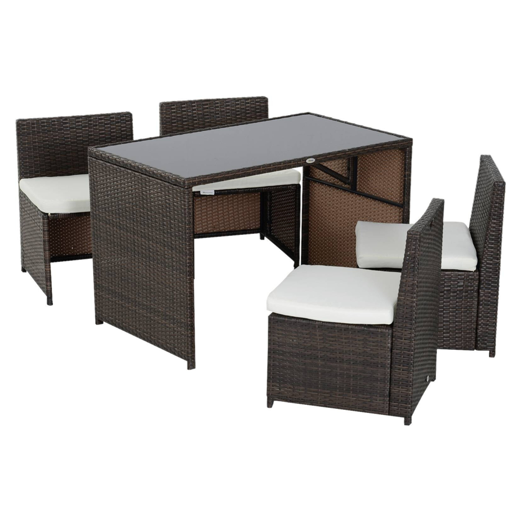 Outsunny Garnitur braun Polyrattan