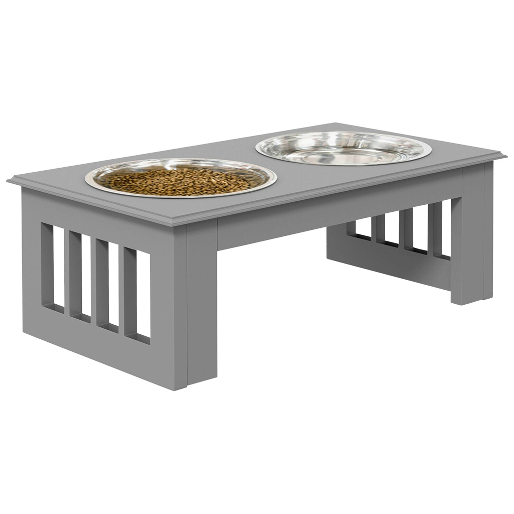 PawHut Futternapf grau MDF B/H/L: ca. 24x15x44 cm