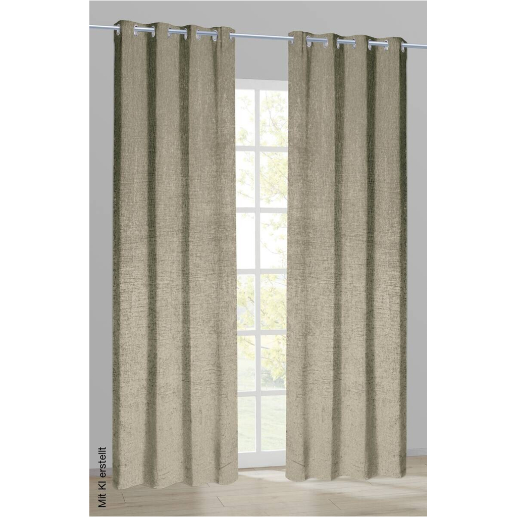 Ösenvorhang Chenille sand B/L: ca. 140x245 cm
