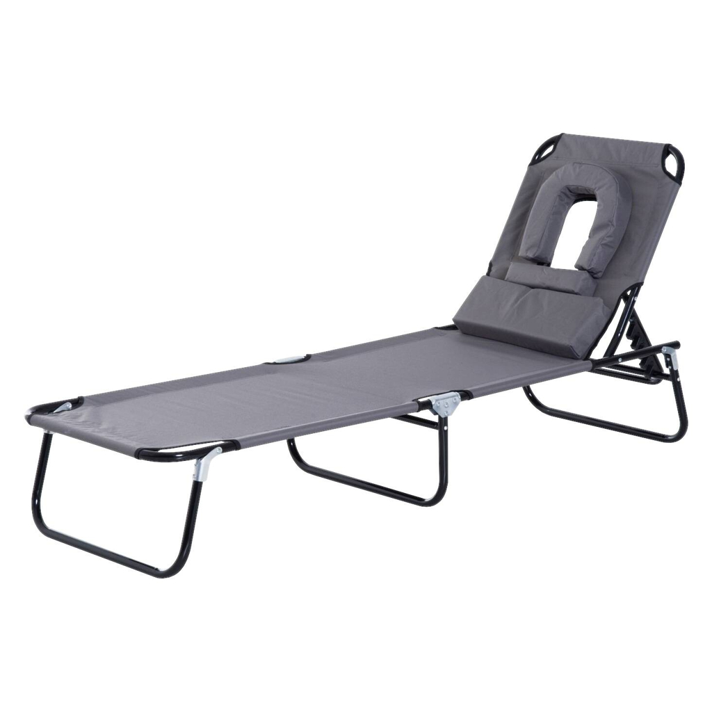 Outsunny Gartenliege grau Metall B/H/L: ca. 56x28x190 cm