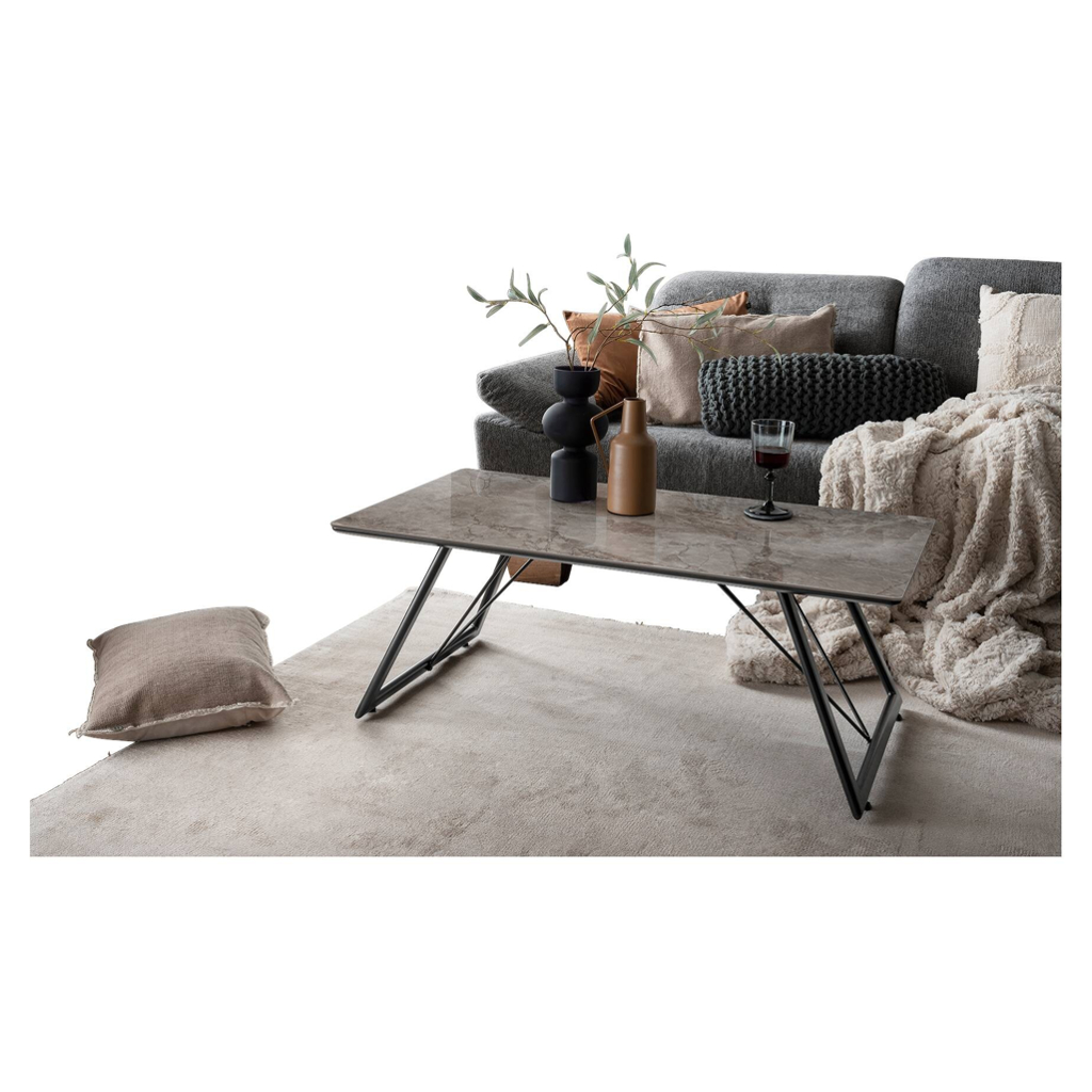 Couchtisch Chloe grau Keramik Hochglanz Nachbildung B/H/T: ca. 110x42x60 cm