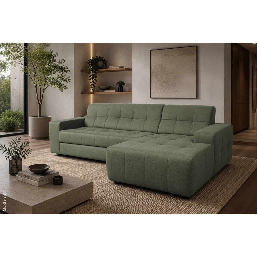 Ecksofa mit Bettfunktion grün Flachgewebe B/H/T: ca. 267x93x163 cm