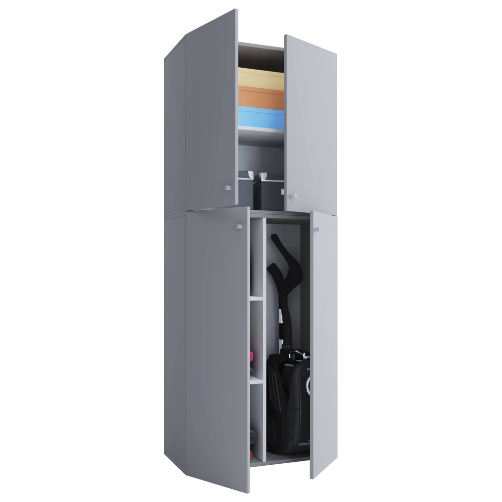 Putzschrank Lona XXL Putzschrank grau weiß B/H/T: ca. 70x182x39 cm