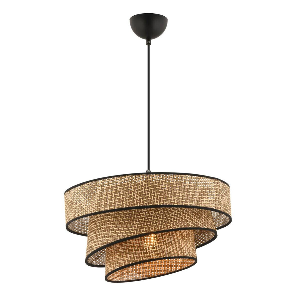 Opviq Pendelleuchte Couper beige schwarz Baumwolle Metall B/H/L: ca. 40x72x40 cm E27 1 Brennstellen