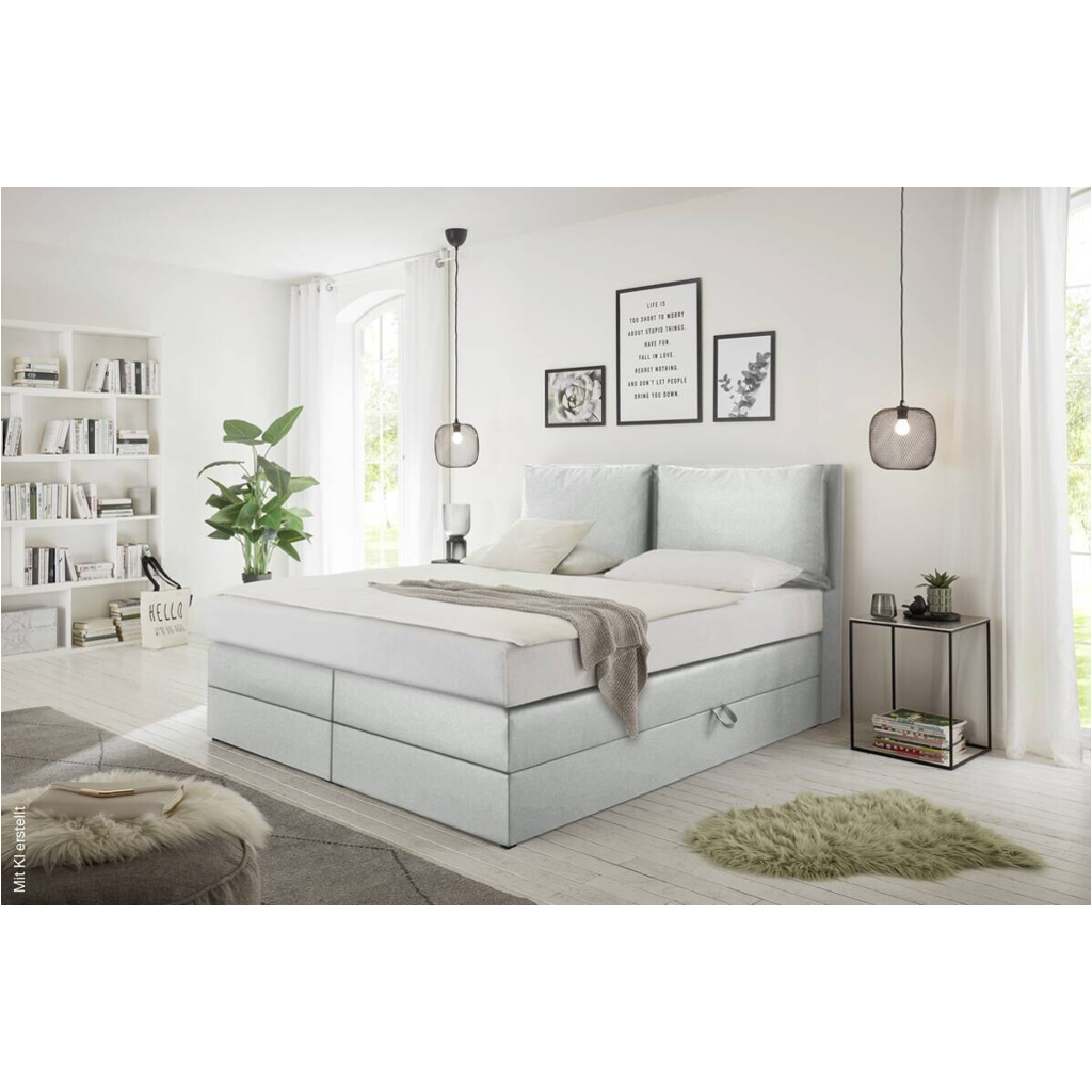 Boxspringbett Lissy grau Liegefläche B/L: ca. 160x200 cm