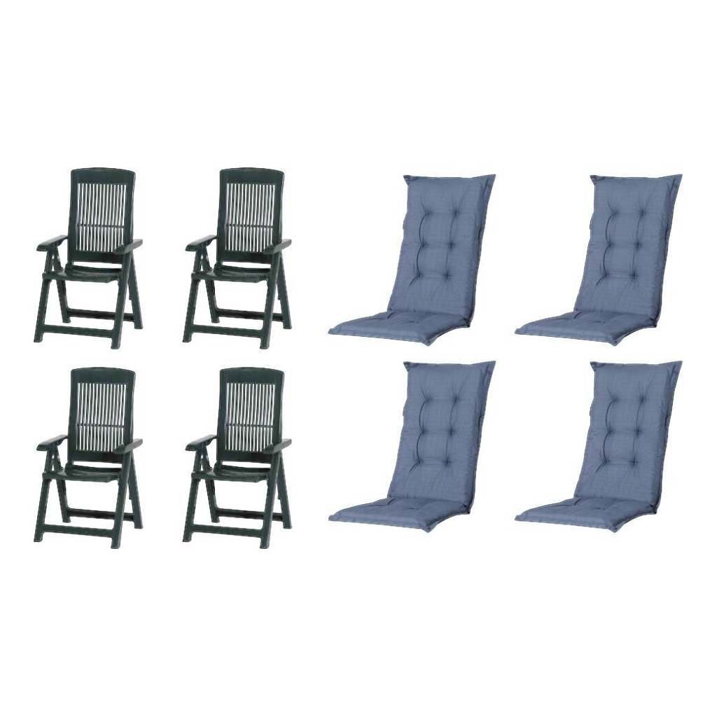 PROGARDEN,MADISON Klappsessel Set + Auflagen Tampa grün Kunststoff B/H/L: ca. 61x109x60 cm