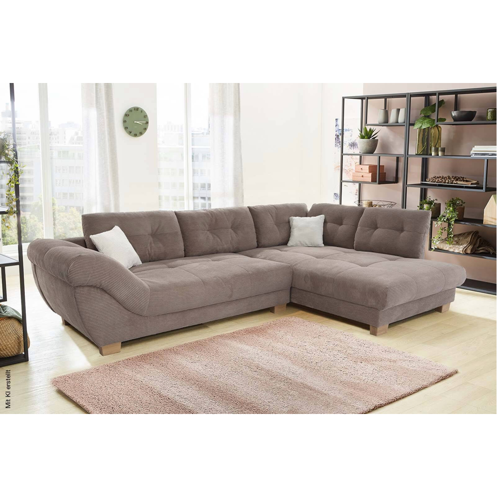 Ecksofa beige Microfaser B/H/T: ca. 346x90x221 cm